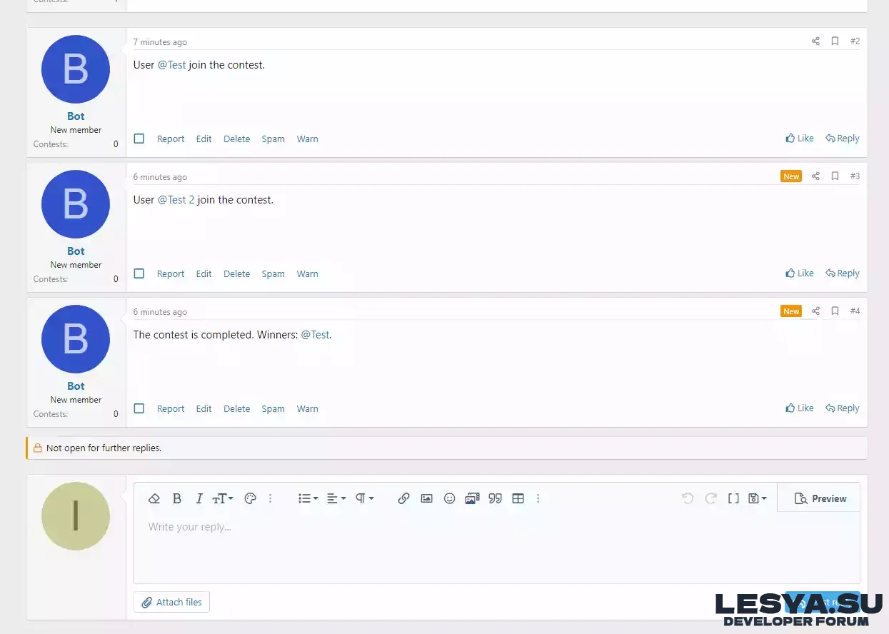 Contests - Плагин позволяет создавать розыгрыши