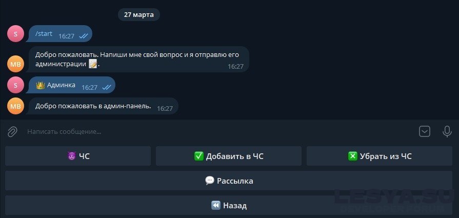 Telegram бот Тех. поддержки